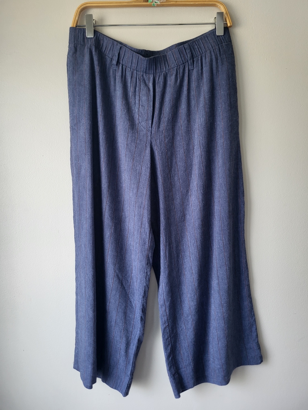 J. Jill Navy Stripped Cropped Wide-Leg Coastal Effortless Beachy Airy Pants